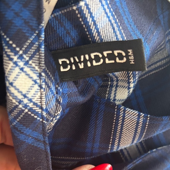 H&M Navy Plaid Skater Skirt - Picture 2 of 2
